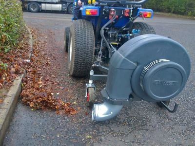leaf blower fitted to an Iseki tractor